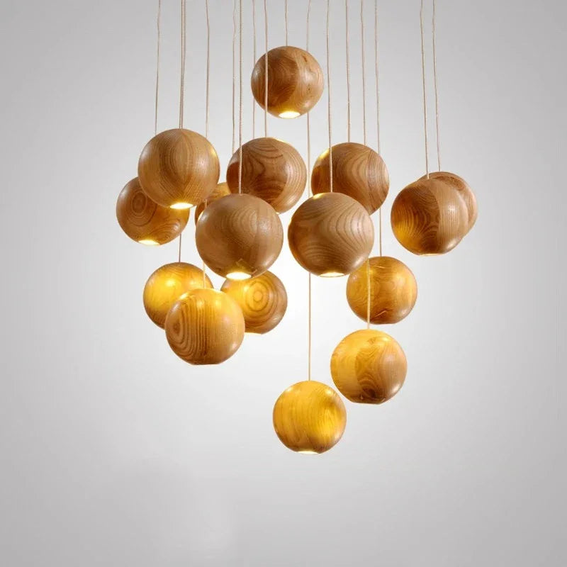 Elegant Wood LED Pendant Light | Modern Kitchen Pendant Lighting with Adjustable Height | Stylish Fixture for Cozy Interiors 4