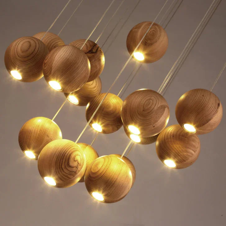 Elegant Wood LED Pendant Light | Modern Kitchen Pendant Lighting with Adjustable Height | Stylish Fixture for Cozy Interiors 7