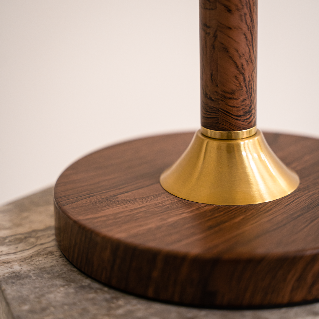 Elegant Wooden Table Lamp with Golden Accents & Fabric Shade | Stylish Bedside Lamp for Cozy Ambiance 6