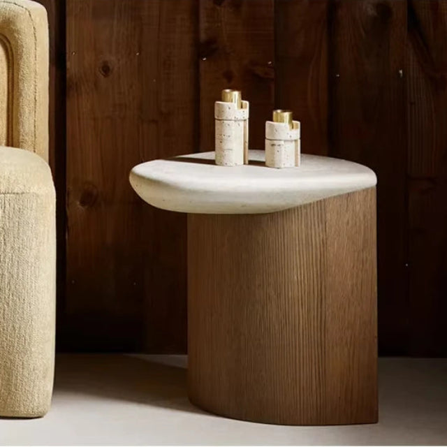 Elenorra | Side Table with Natural Stone & Solid Wood | Sculptural Design for Modern Living Spaces 3