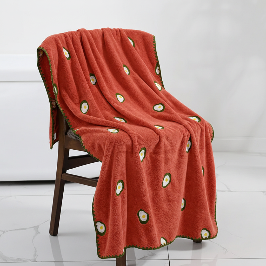FruitLuxury | Quick Dry Bath Towels with Charming Fruit Embroidery | Soft and Absorbent for Elegant Bathroom Decor 0