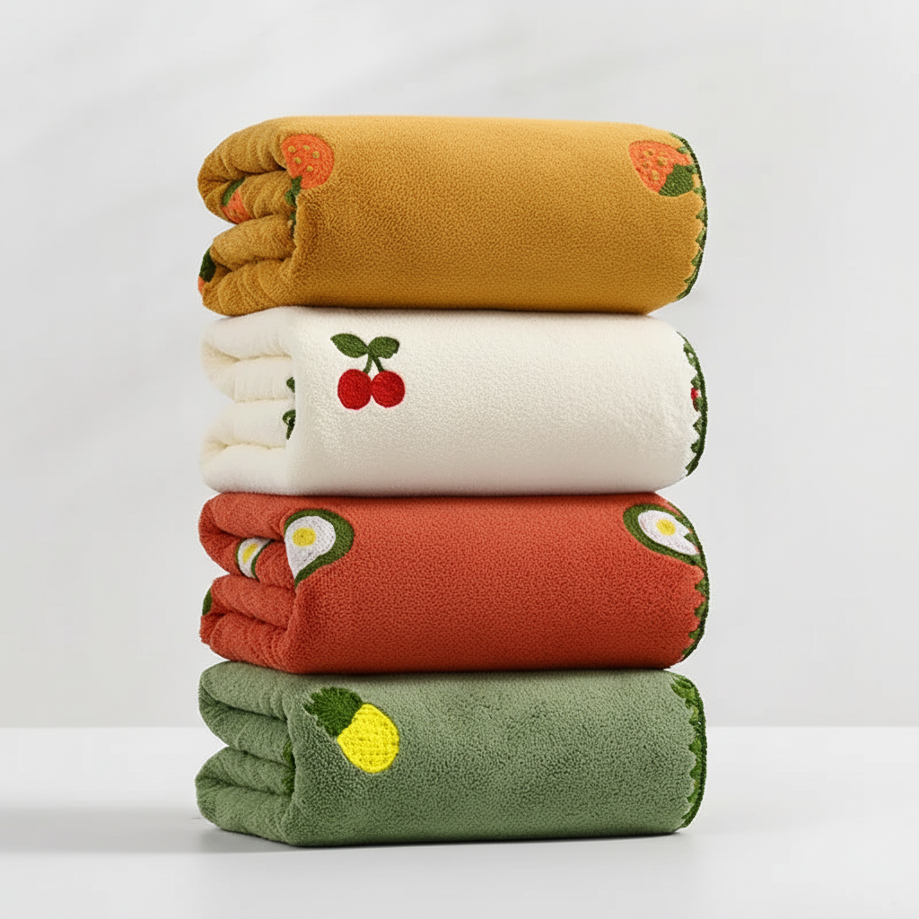 FruitLuxury | Quick Dry Bath Towels with Charming Fruit Embroidery | Soft and Absorbent for Elegant Bathroom Decor 2