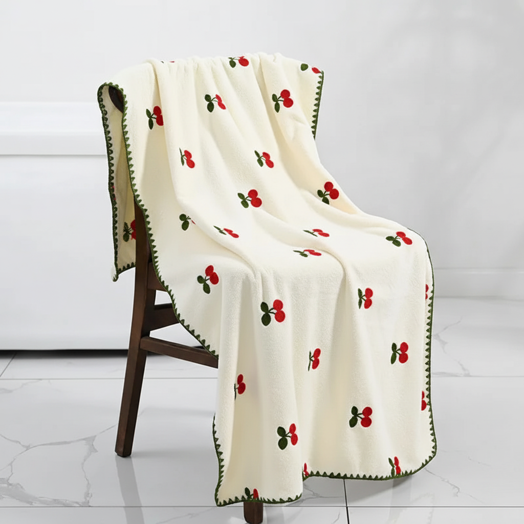 FruitLuxury | Quick Dry Bath Towels with Charming Fruit Embroidery | Soft and Absorbent for Elegant Bathroom Decor 5