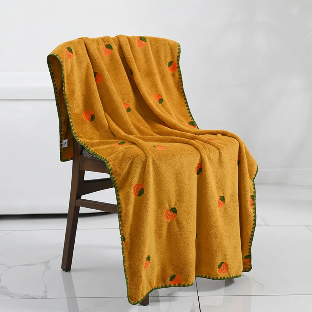 FruitLuxury | Quick Dry Bath Towels with Charming Fruit Embroidery | Soft and Absorbent for Elegant Bathroom Decor 6