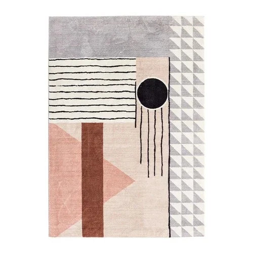 Geometric Area Rug with Non-Slip Backing | Soft Polyester for Living Room Comfort 0