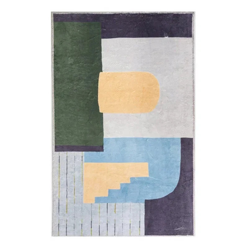 Geometric Area Rug with Non-Slip Backing | Soft Polyester for Living Room Comfort 11