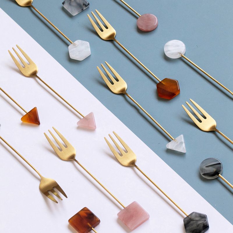 Granot Collection | Golden Stainless Steel Cutlery Set with Unique Stone Handles | Elegant Geometric Design for Stylish Dining 0