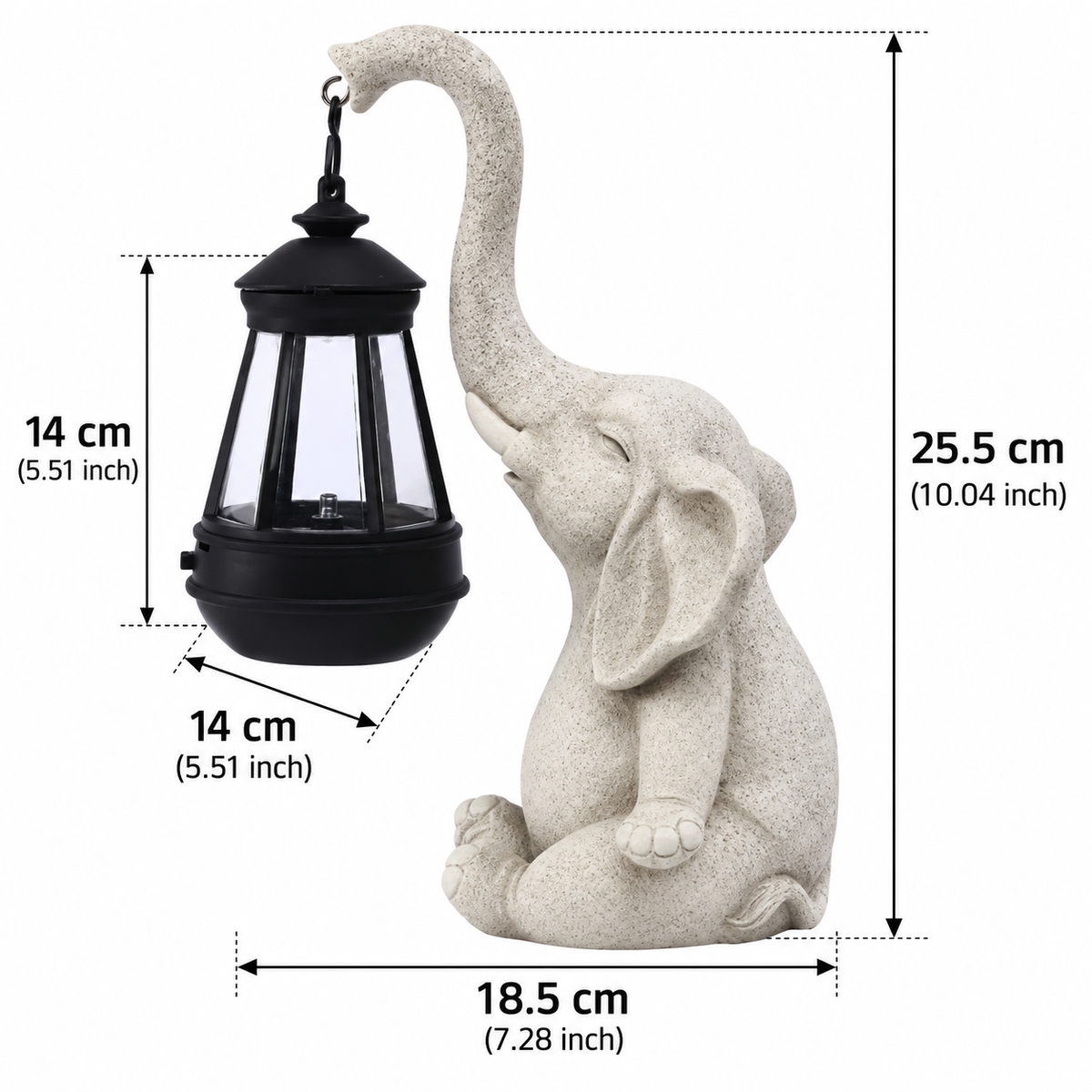 Solar Elephant Garden Light with Hanging Lantern