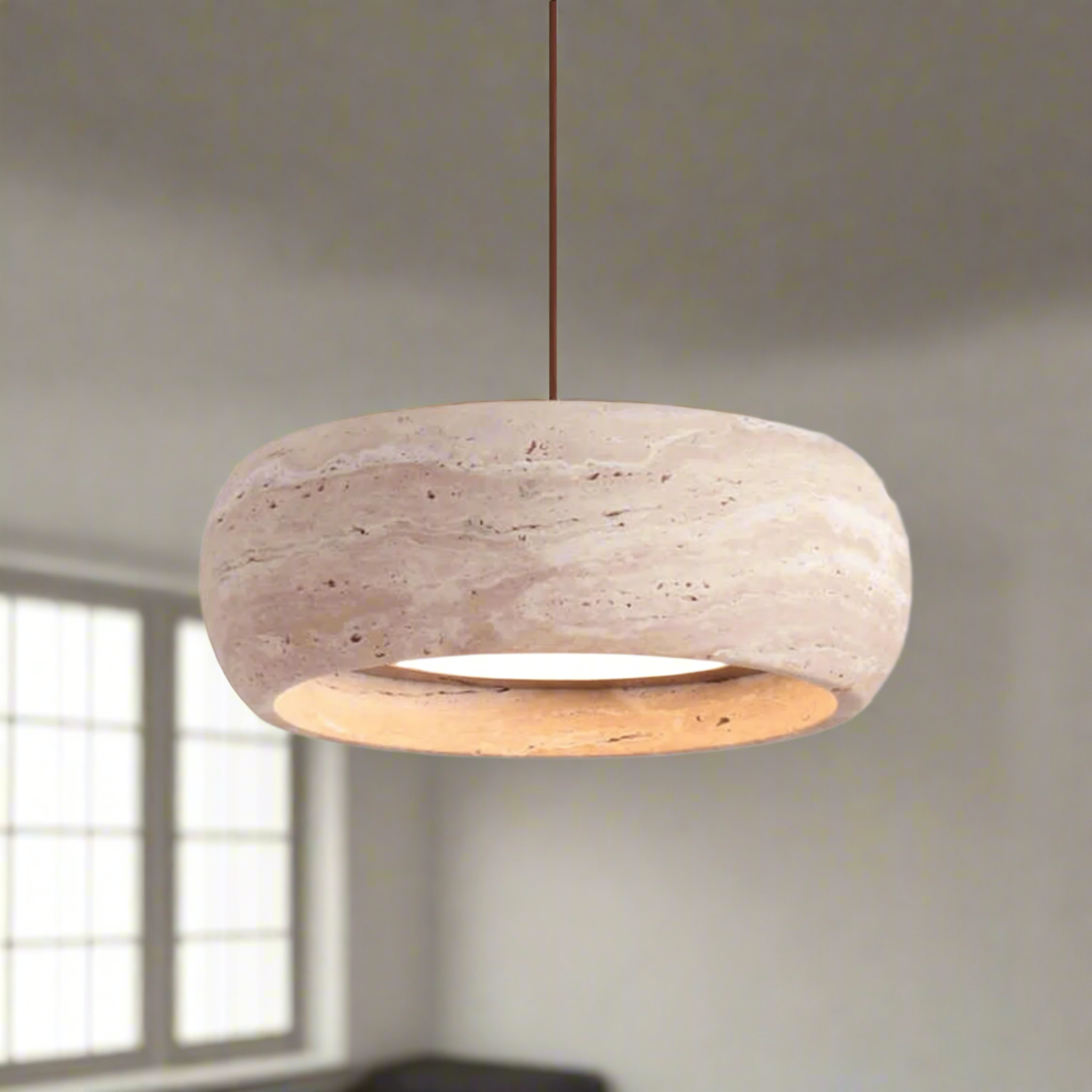 Ithaca | Kitchen Pendant Lighting with Genuine Travertine Stone | Dimmable Brightness for Cozy Ambiance 5