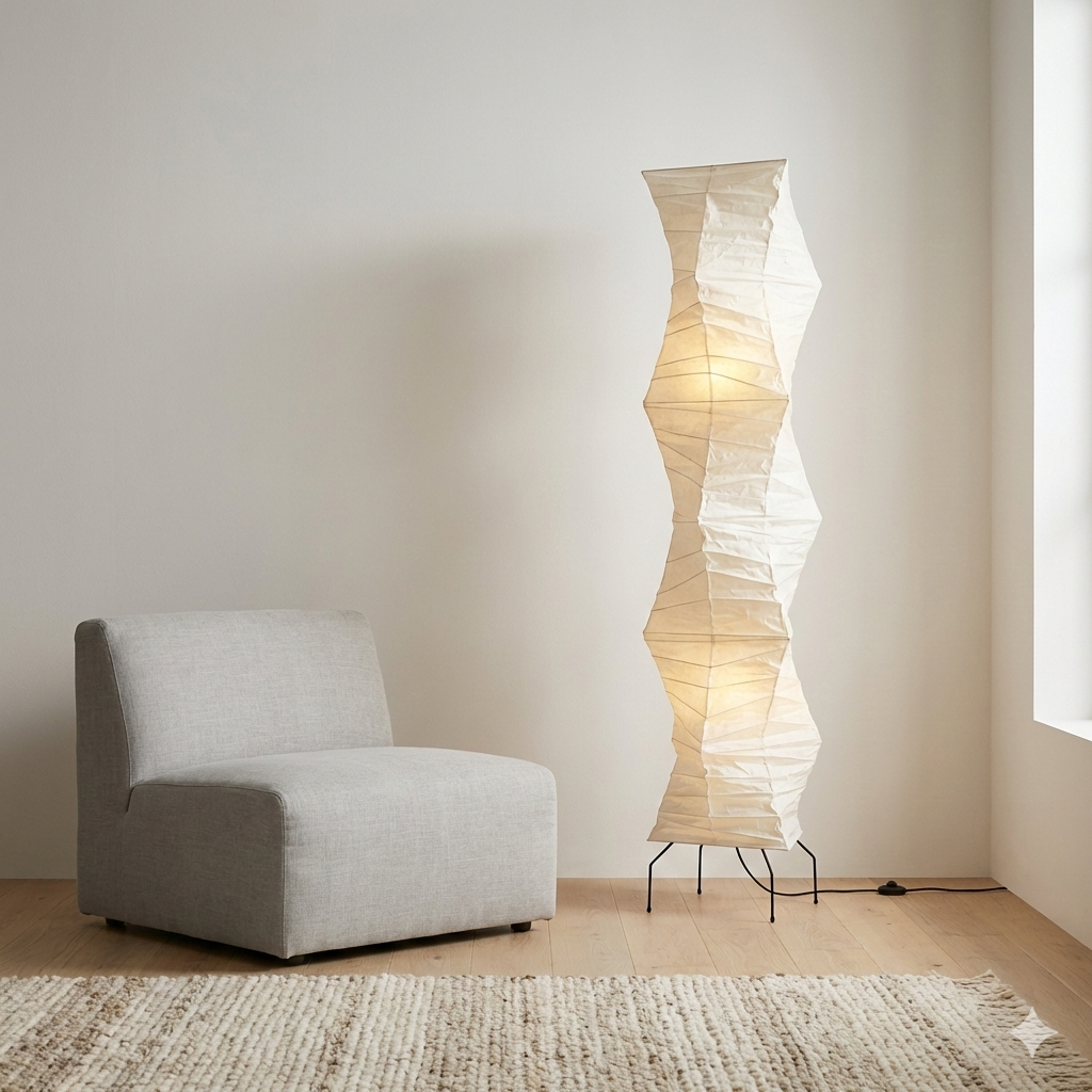 Ivy Collection | Modern Floor Lamp with Handcrafted Rice Paper Shade | Elegant Ambient Lighting for Serene Spaces 3