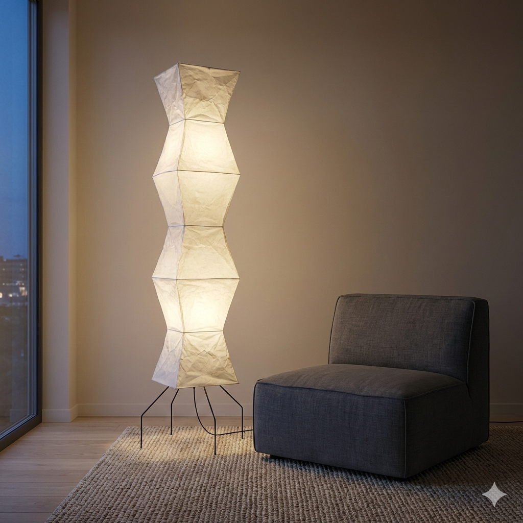 Ivy Collection | Modern Floor Lamp with Handcrafted Rice Paper Shade | Elegant Ambient Lighting for Serene Spaces 6