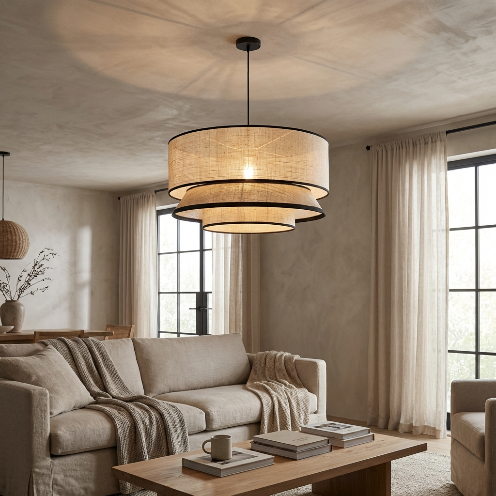 Japandi Collection | Handmade Beige Chandelier Light with Adjustable Height | Elegant Design for Serene Interiors 1