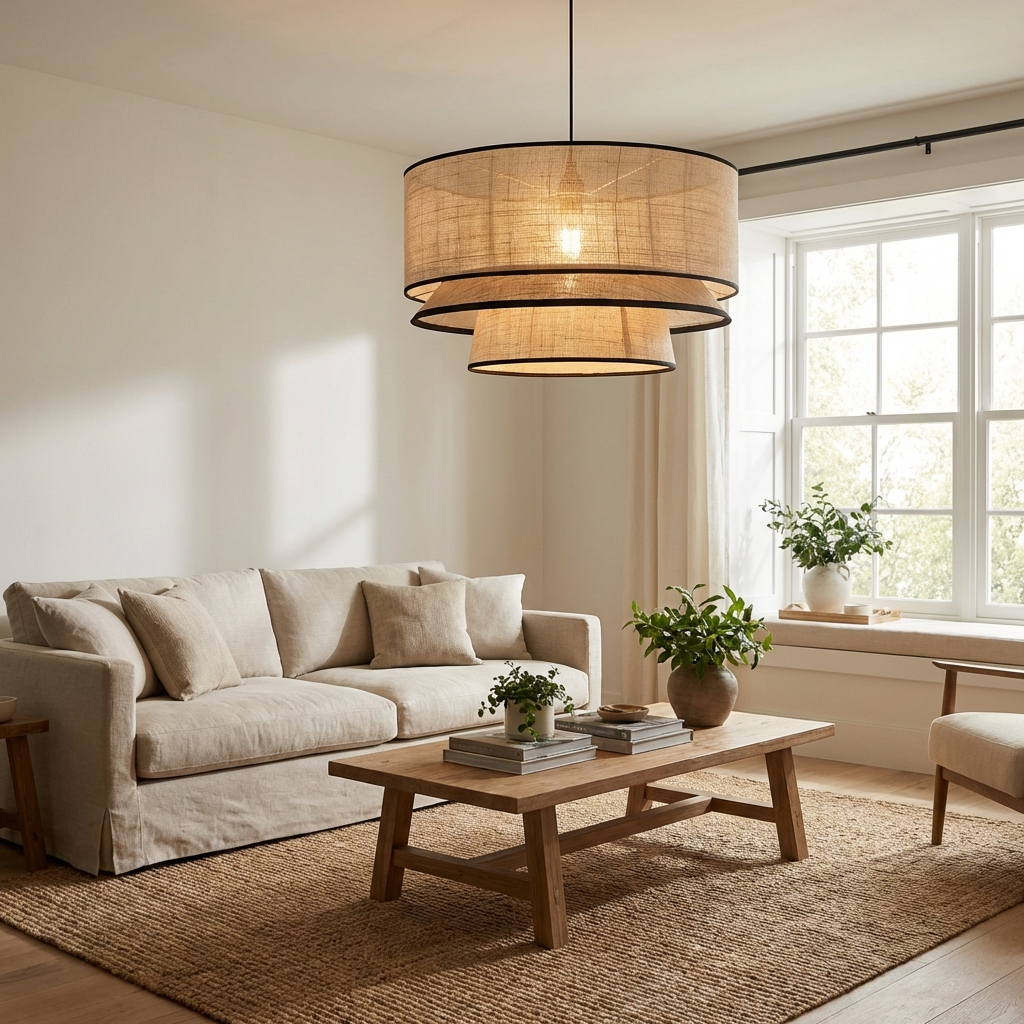 Japandi Collection | Handmade Beige Chandelier Light with Adjustable Height | Elegant Design for Serene Interiors 2