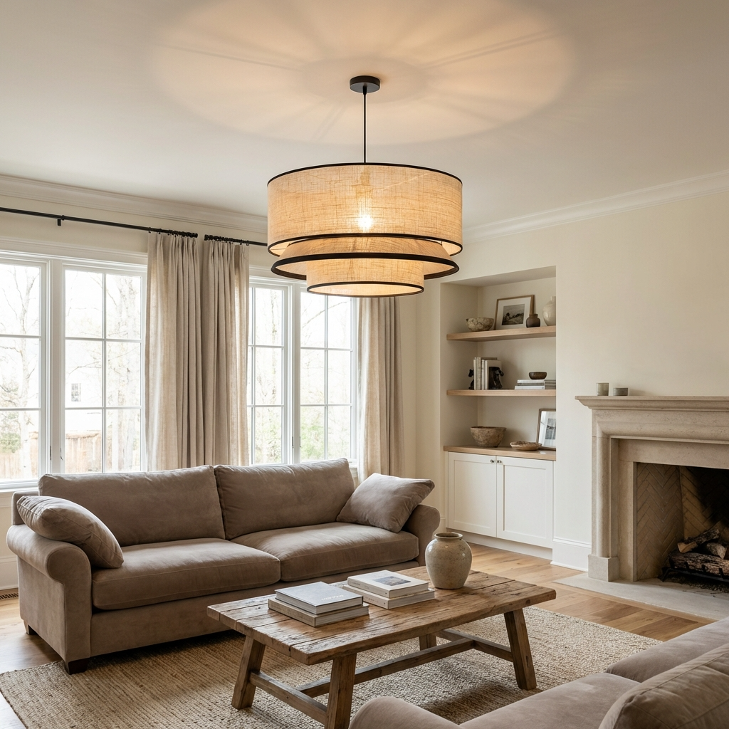 Japandi Collection | Handmade Beige Chandelier Light with Adjustable Height | Elegant Design for Serene Interiors 3