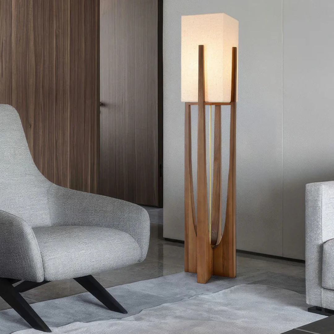 Japanese Style Floor Lamp with Solid Wood Design | Elegant Lighting for Modern & Traditional Spaces 1