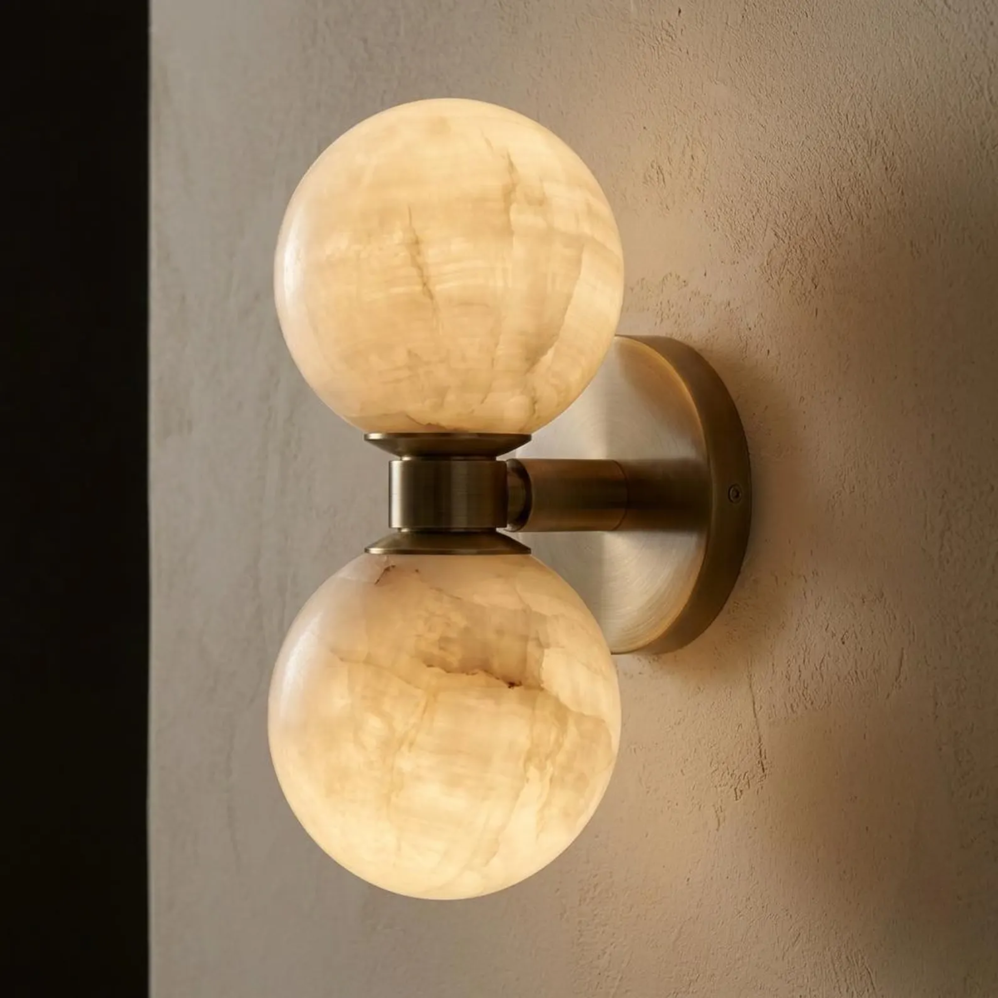 Lunara | Dual Globe Wall Lamp with Customizable LED Lighting | Elegant Marble Design for Ambient Illumination 1