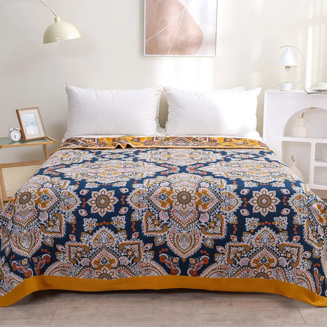 Lushe | Cotton Throw Blanket with Boho Design & Soft Breathable Fabric | Cozy Comfort for All Seasons 0