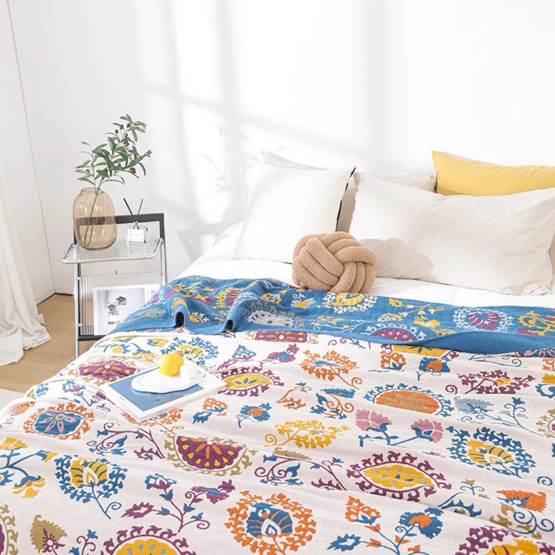 Lushe | Cotton Throw Blanket with Boho Design & Soft Breathable Fabric | Cozy Comfort for All Seasons 2