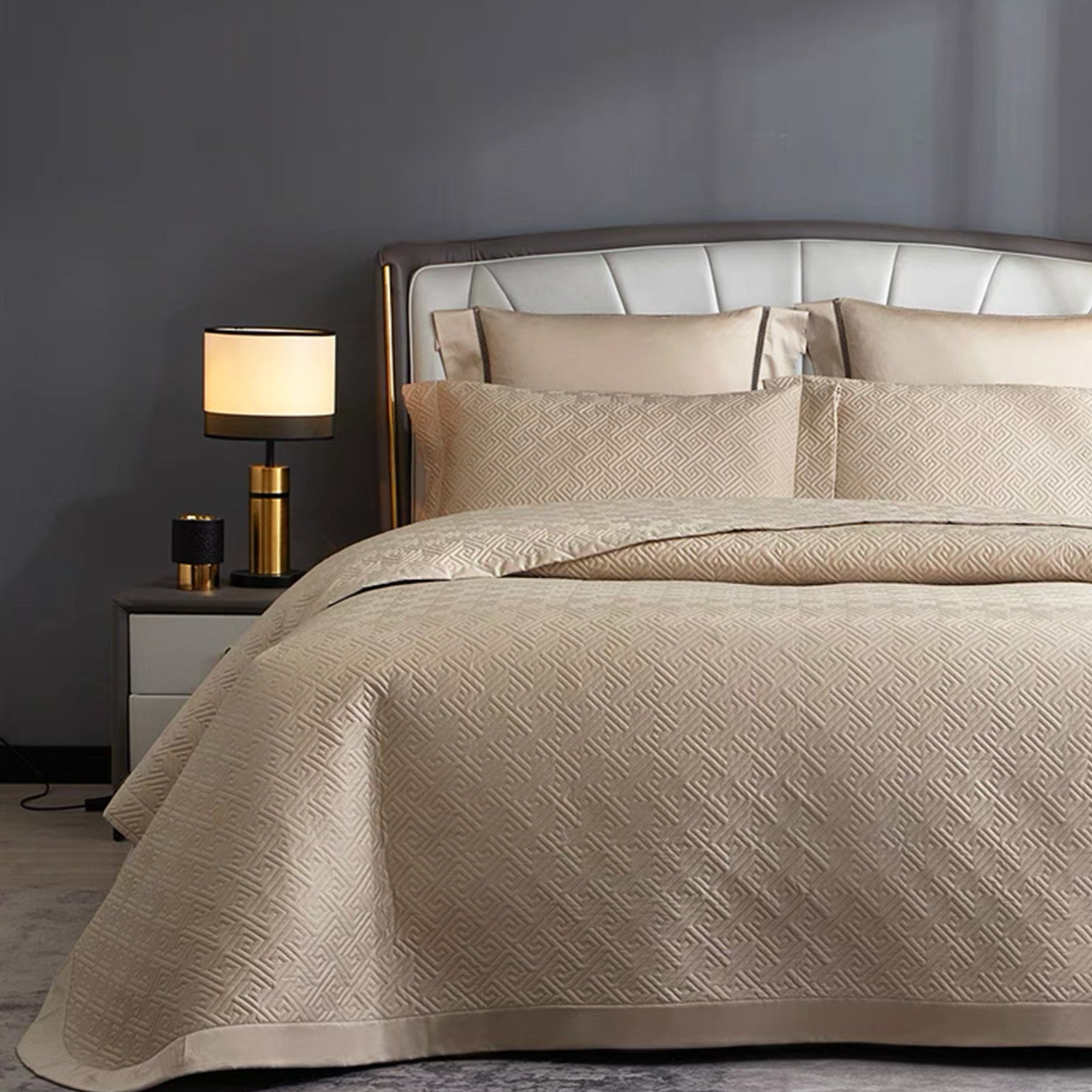 Luxe Geo Collection | Elegant Quilt Set with Intricate Geometric Pattern | Lightweight Bedding for Year-Round Comfort 1