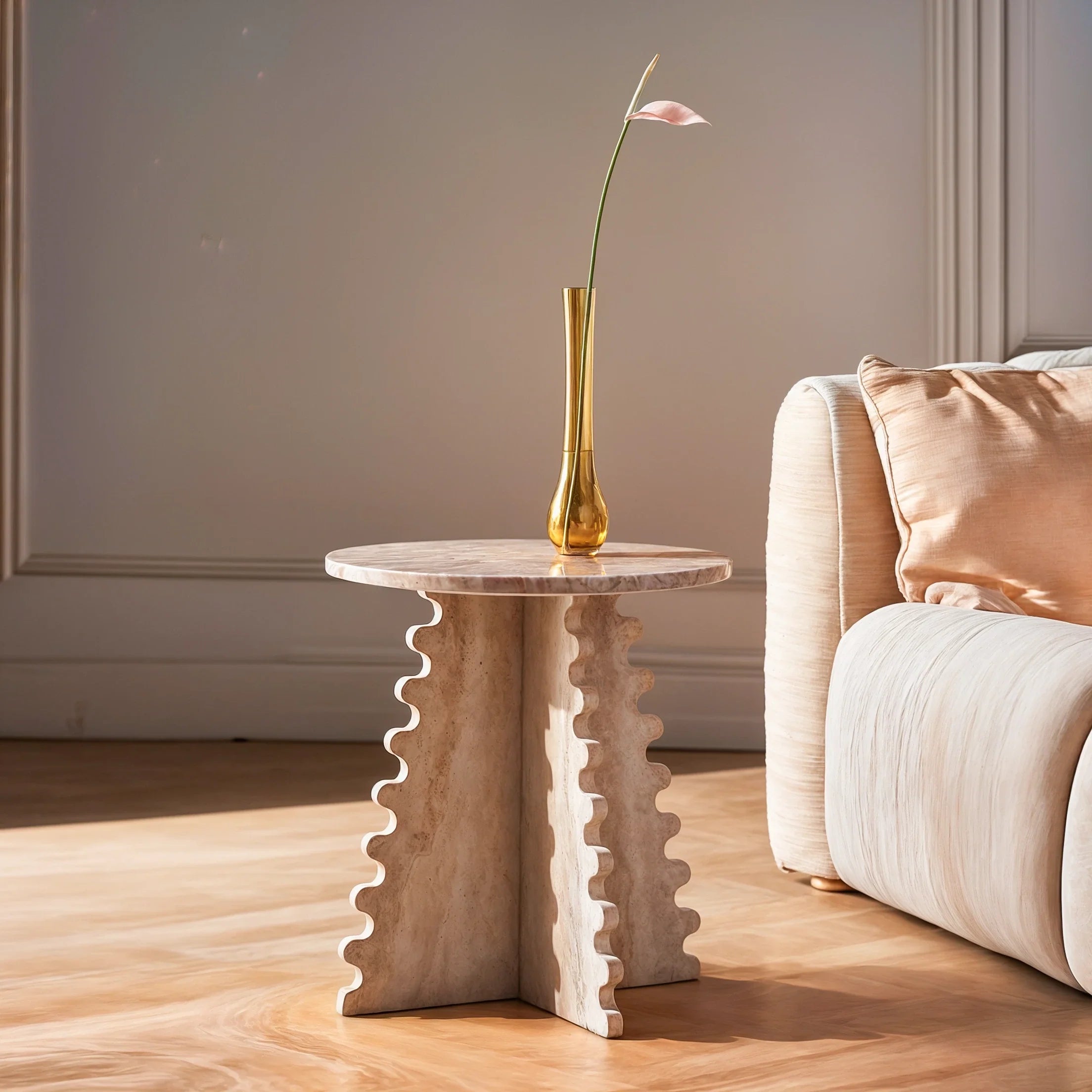 Luxurious Marble Side Table with Sculptural Base | Elegant Accent for Indoor and Outdoor Spaces 1