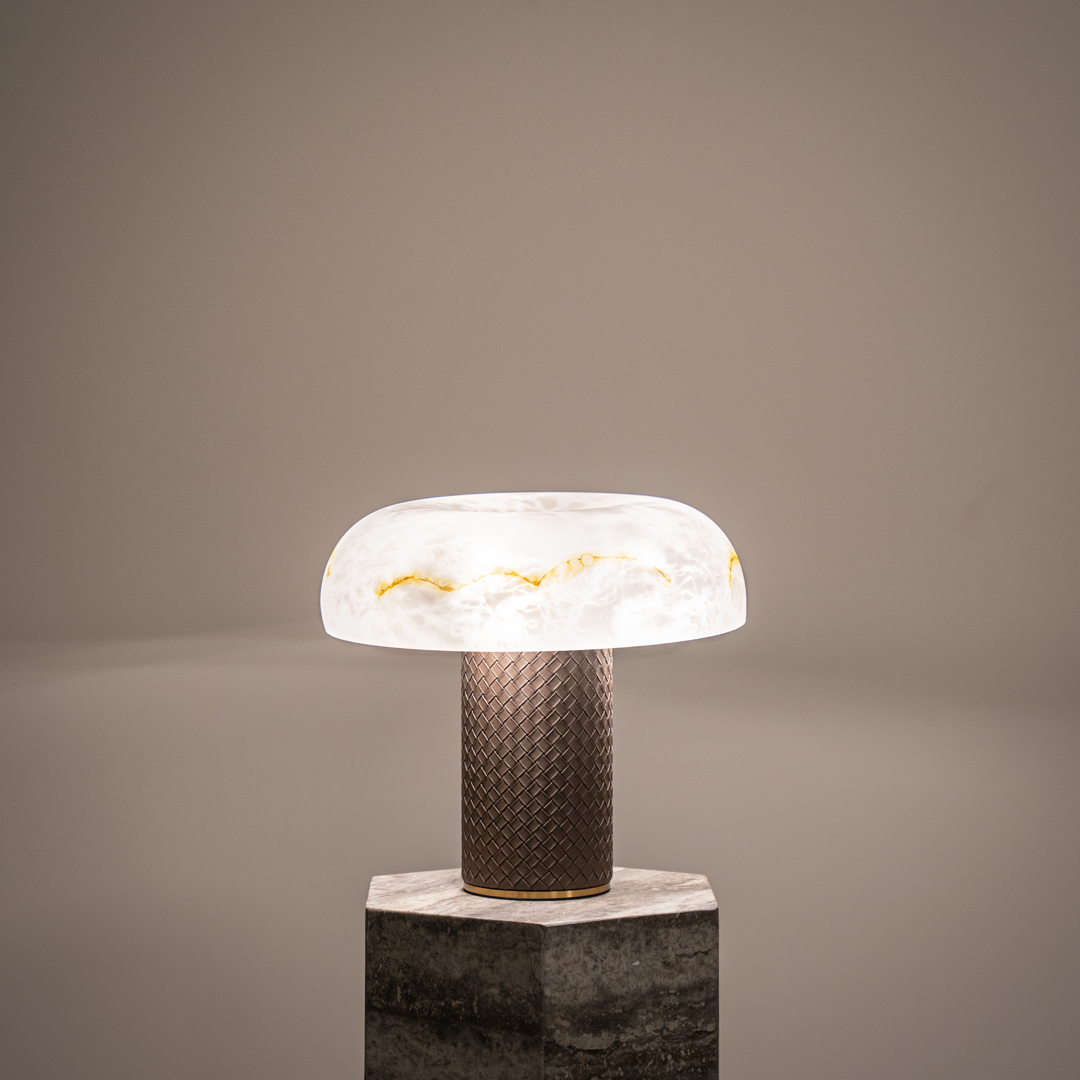 Mediterranean-Inspired Table Lamp with Glass Shade & Golden Accents | Elegant Bedside Lamp for Cozy Bedroom Lighting 1