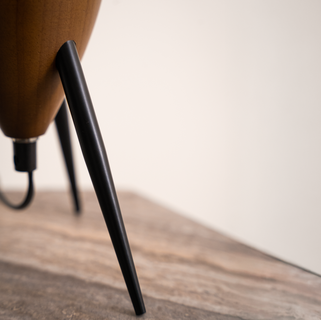 Mediterranean Table Lamp with Tripod Wooden Legs & Hand-Painted Shade for Cozy Ambiance 5