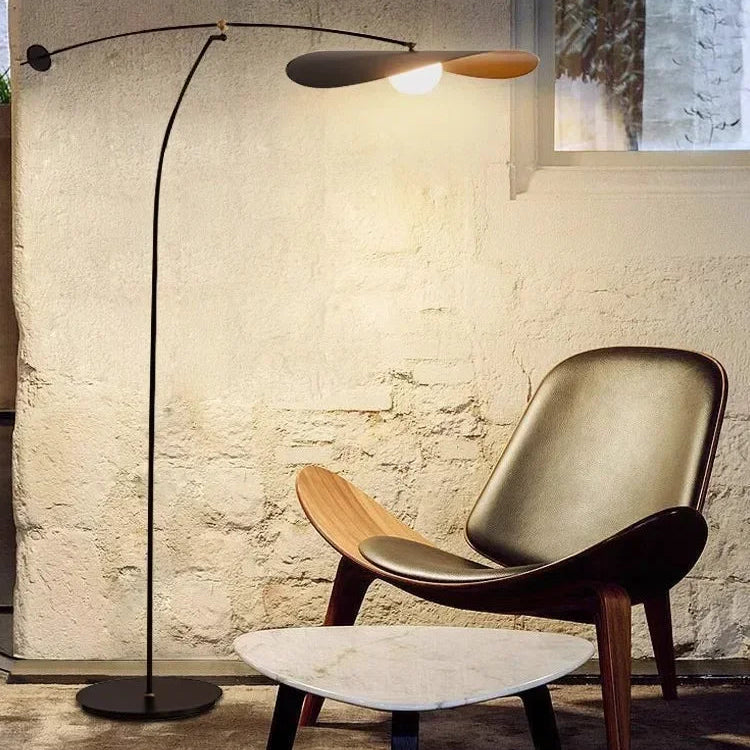 Minimalist Black Floor Lamp with Hat-Style Shade | Durable Iron Design for Ambient Lighting 2