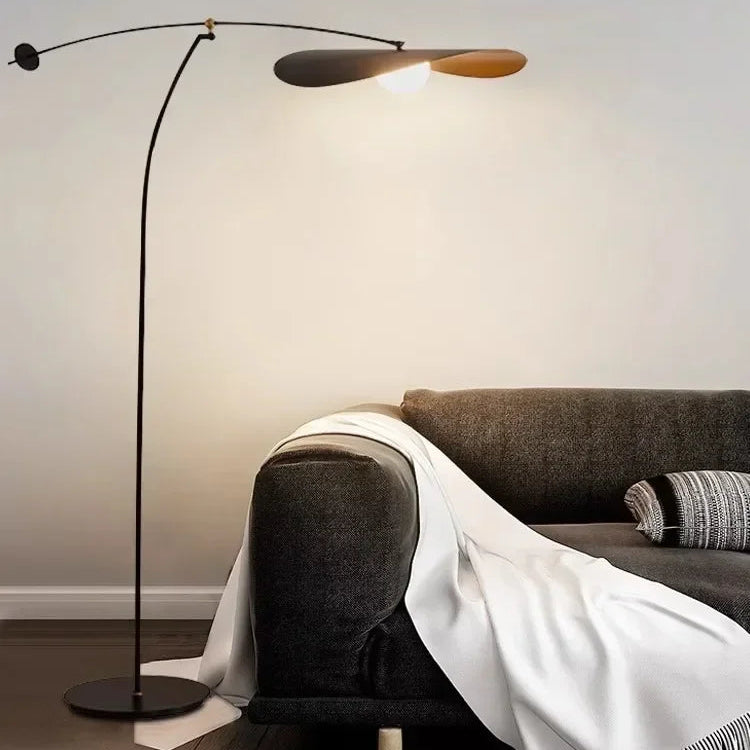 Minimalist Black Floor Lamp with Hat-Style Shade | Durable Iron Design for Ambient Lighting 4