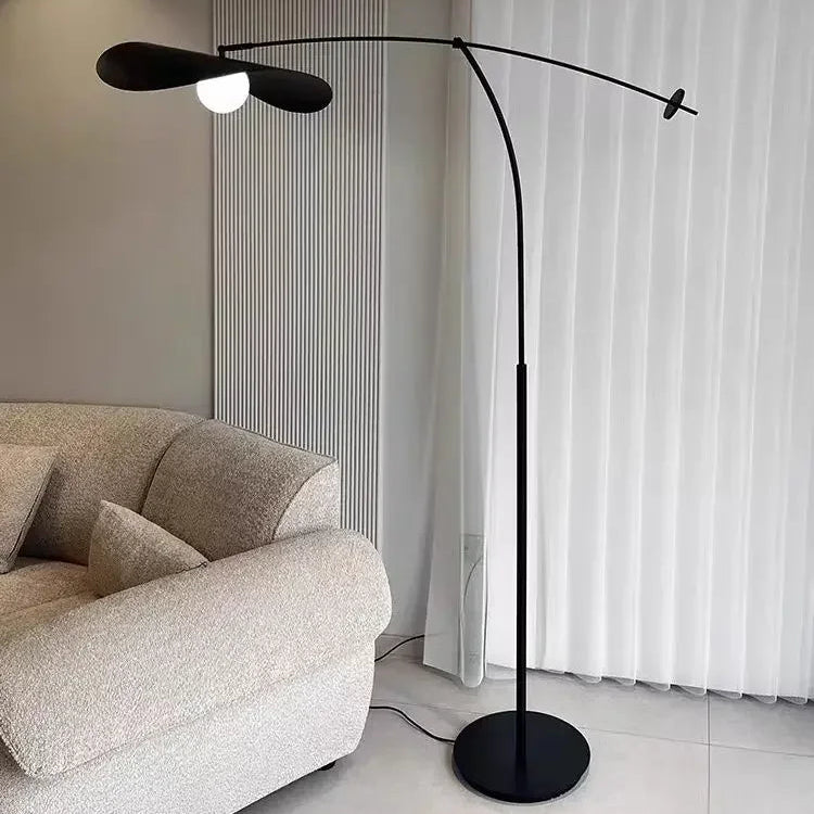 Minimalist Black Floor Lamp with Hat-Style Shade | Durable Iron Design for Ambient Lighting 5