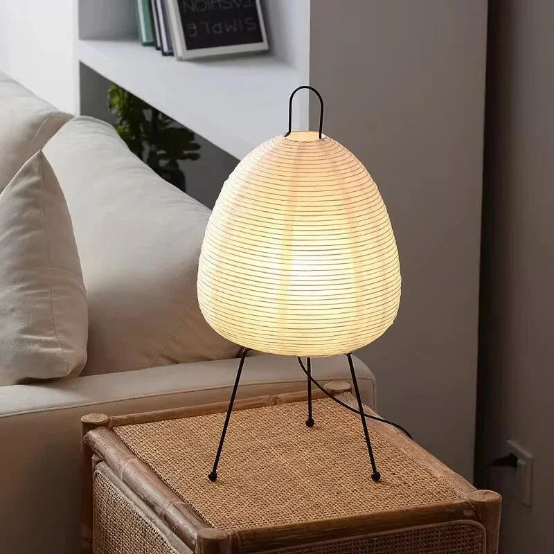 Minimalist Rice Paper Table Lamp with Ambient LED Light | Tranquil Bedside Lamp for Serene Spaces 3