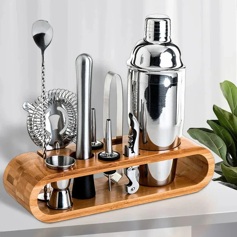 Mixology Essentials | 10-Piece Cocktail Shaker Set with Bamboo Stand | Complete Bartender Tools for Effortless Cocktail Crafting 1