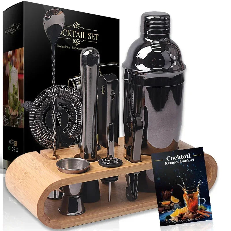 Mixology Essentials | 10-Piece Cocktail Shaker Set with Bamboo Stand | Complete Bartender Tools for Effortless Cocktail Crafting 4