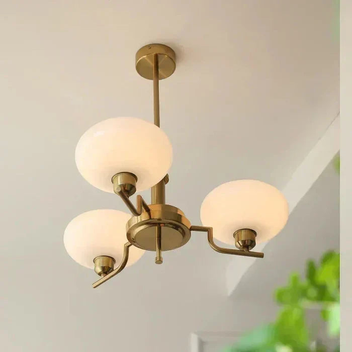 Modern Chandelier Light with Opal Glass Shades | Elegant Hanging Fixture for Soft Mood Lighting 7
