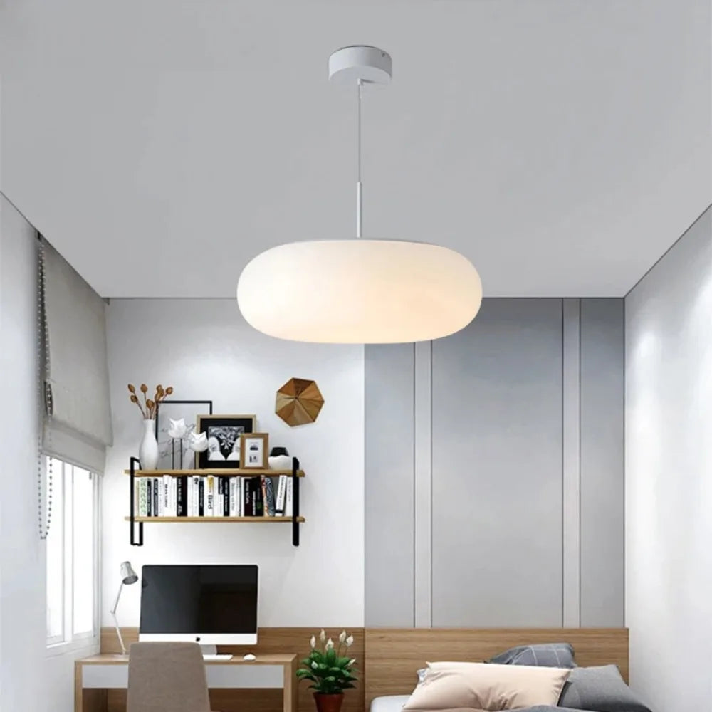 Modern Cream Pendant Light | Simple Chandelier Design with Warm LED Glow for Cozy Ambiance 1