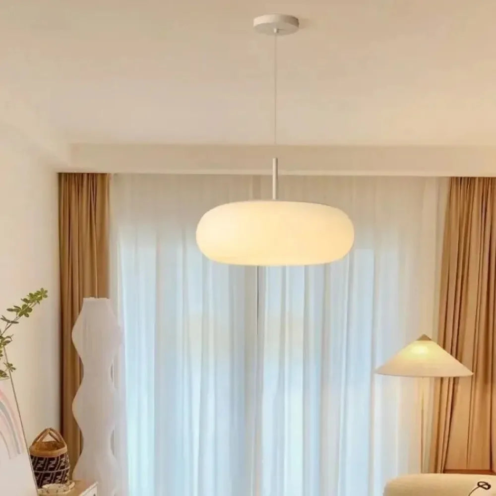 Modern Cream Pendant Light | Simple Chandelier Design with Warm LED Glow for Cozy Ambiance 2
