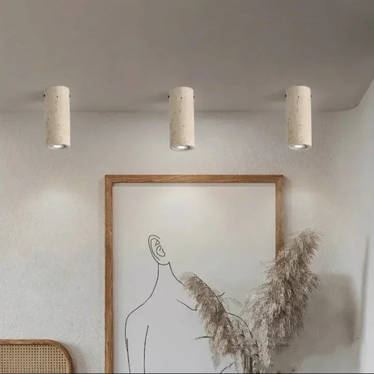 Modern Elegance | Flush Mount Ceiling Light with Natural Yellow Travertine | Dual LED Color Options for Stylish Illumination 4