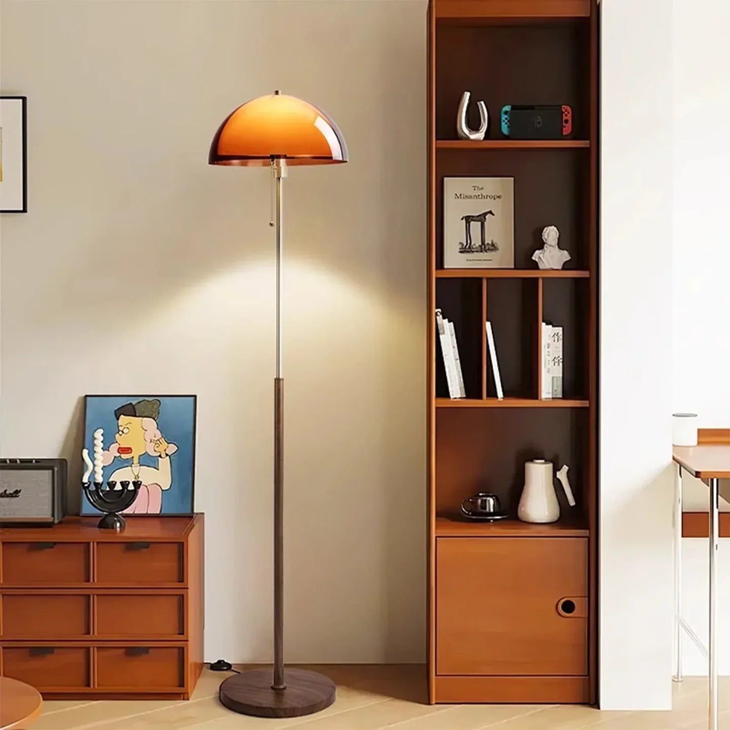 Modern Floor Lamp | Elegant Dark Brown Acrylic Globe Design | Cozy Ambient Lighting for Living Rooms and Bedrooms 0
