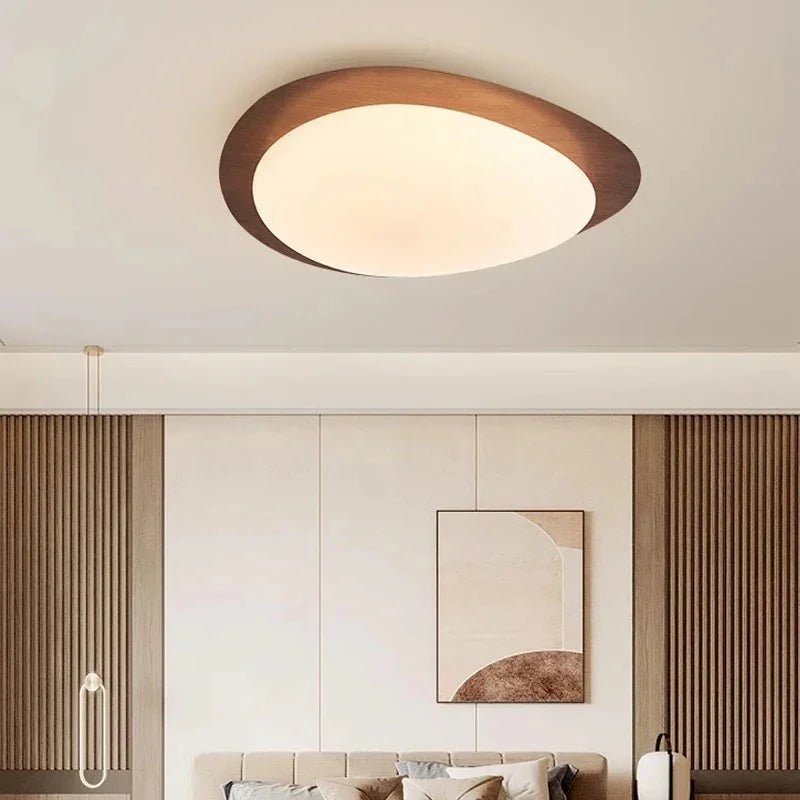 Modern Flush Mount Ceiling Light with Adjustable LED and Wood Grain Finish | Cozy Illumination for Any Room 2