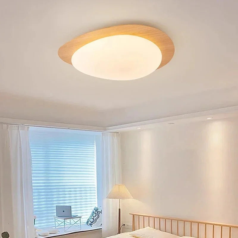 Modern Flush Mount Ceiling Light with Adjustable LED and Wood Grain Finish | Cozy Illumination for Any Room 3