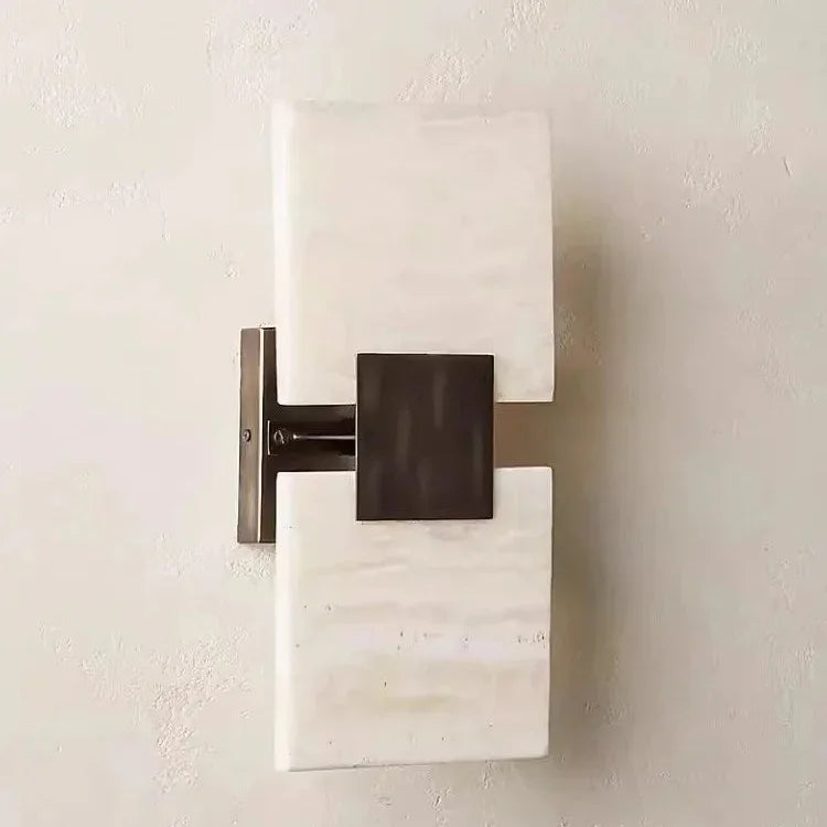 Modern Marble Wall Sconce Lighting with Up-and-Down LED Illumination | Elegant Design for Warm Ambiance 0