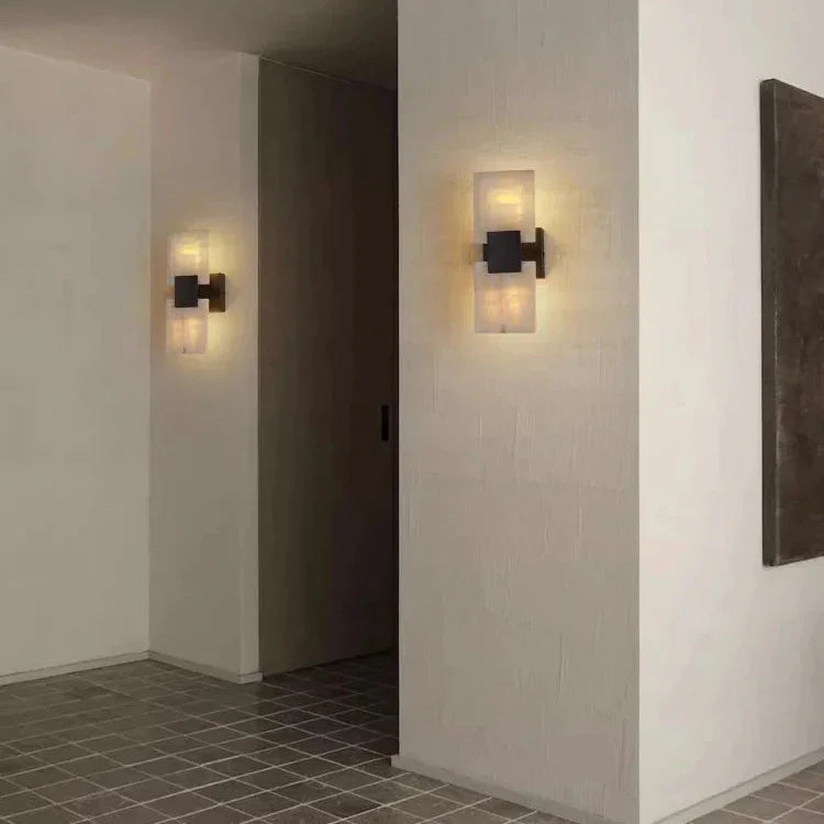 Modern Marble Wall Sconce Lighting with Up-and-Down LED Illumination | Elegant Design for Warm Ambiance 3