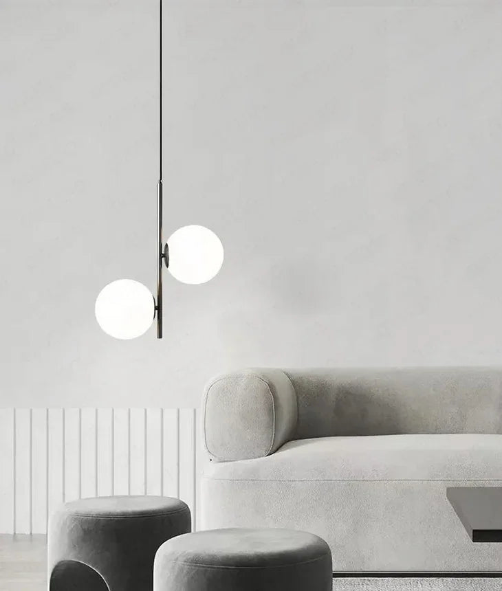 Modern Minimalist | Black Pendant Light with Glass Ball Diffuser | Adjustable Height for Cozy Kitchen Lighting 4