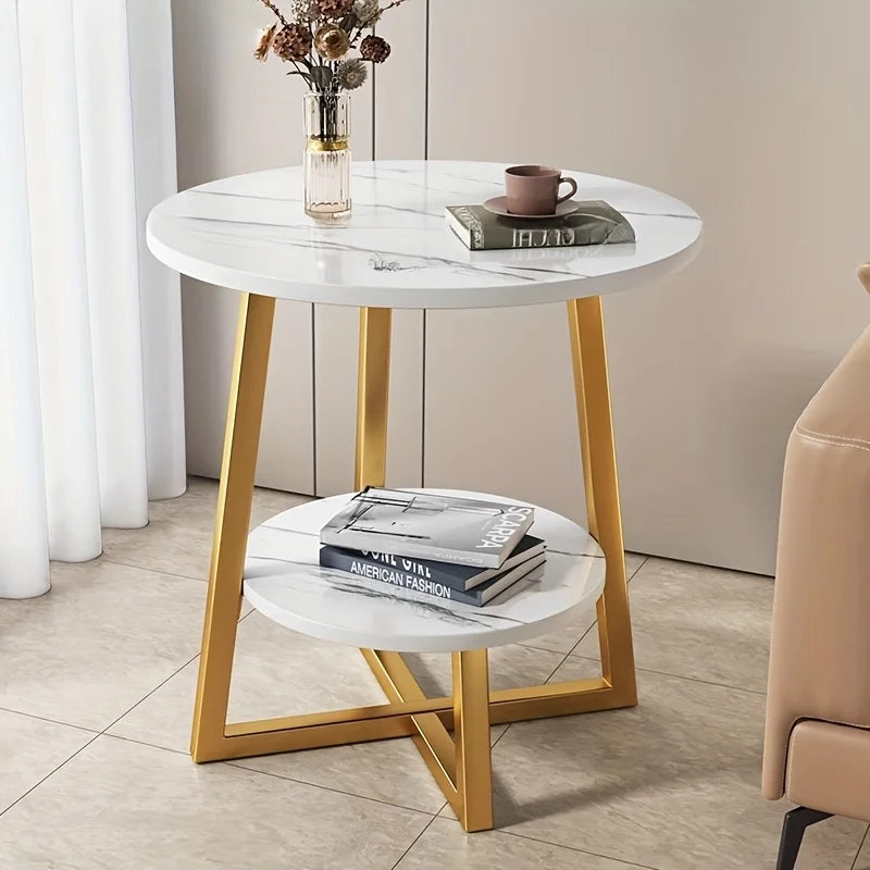 Modern Two-Tier Side Table with Compact Design & Stylish Storage for Small Spaces 0