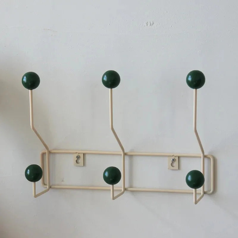 Modern Wall Mounted Coat Rack with Wrought Iron & Solid Wood Hooks | Stylish Wall Rack for Coats and Bags 0