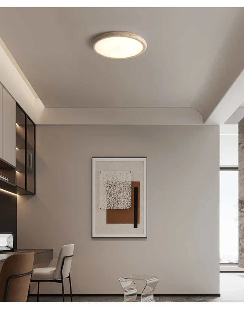 Monica Collection | Flush Mount Ceiling Light with Customizable LED | Elegant Travertine Design for Modern Dining Rooms 5