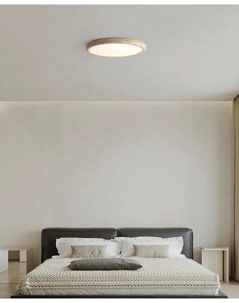 Monica Collection | Flush Mount Ceiling Light with Customizable LED | Elegant Travertine Design for Modern Dining Rooms 8