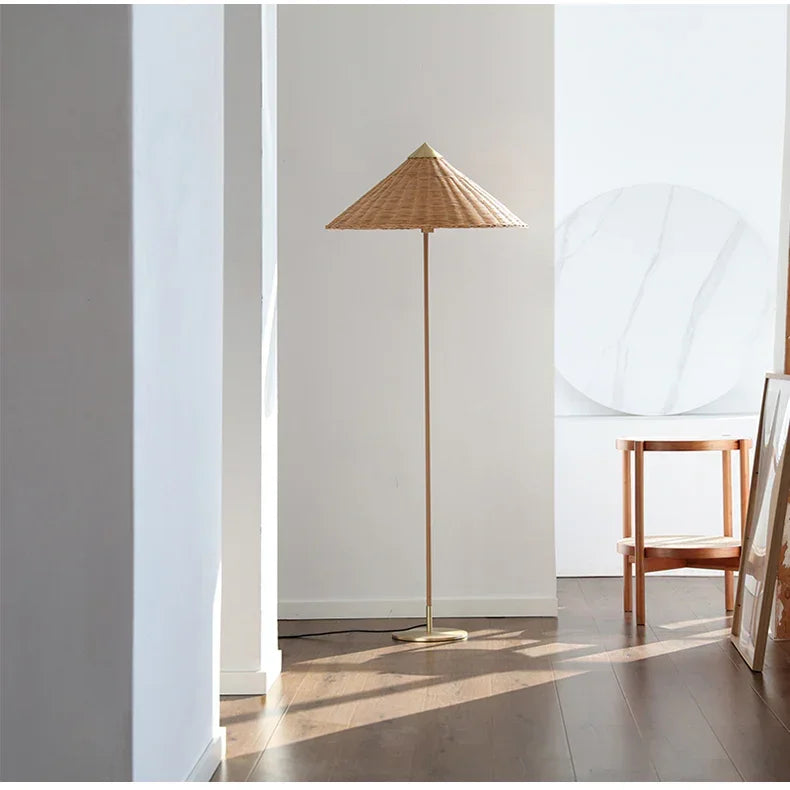 Natural Elegance | Rattan Floor Lamp with Hand-Knitted Shade | Cozy Lighting for Living Spaces 1