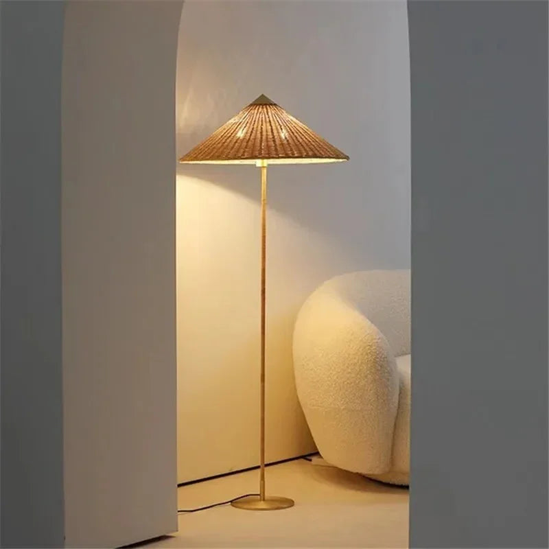 Natural Elegance | Rattan Floor Lamp with Hand-Knitted Shade | Cozy Lighting for Living Spaces 8