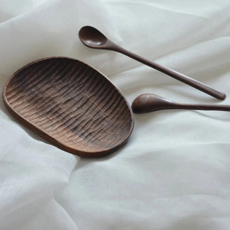 Natural Elegance | Wooden Serving Plate with Smooth Curved Edges | Rustic Platter for Snacks and Desserts 3