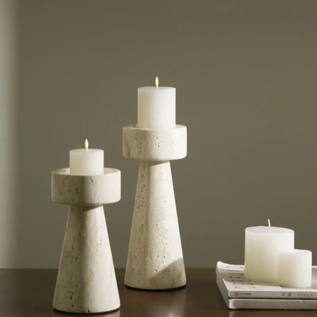 Natural Stone Candle Holder | Elegant Travertine Design with Versatile Size Options for Serene Ambiance 2